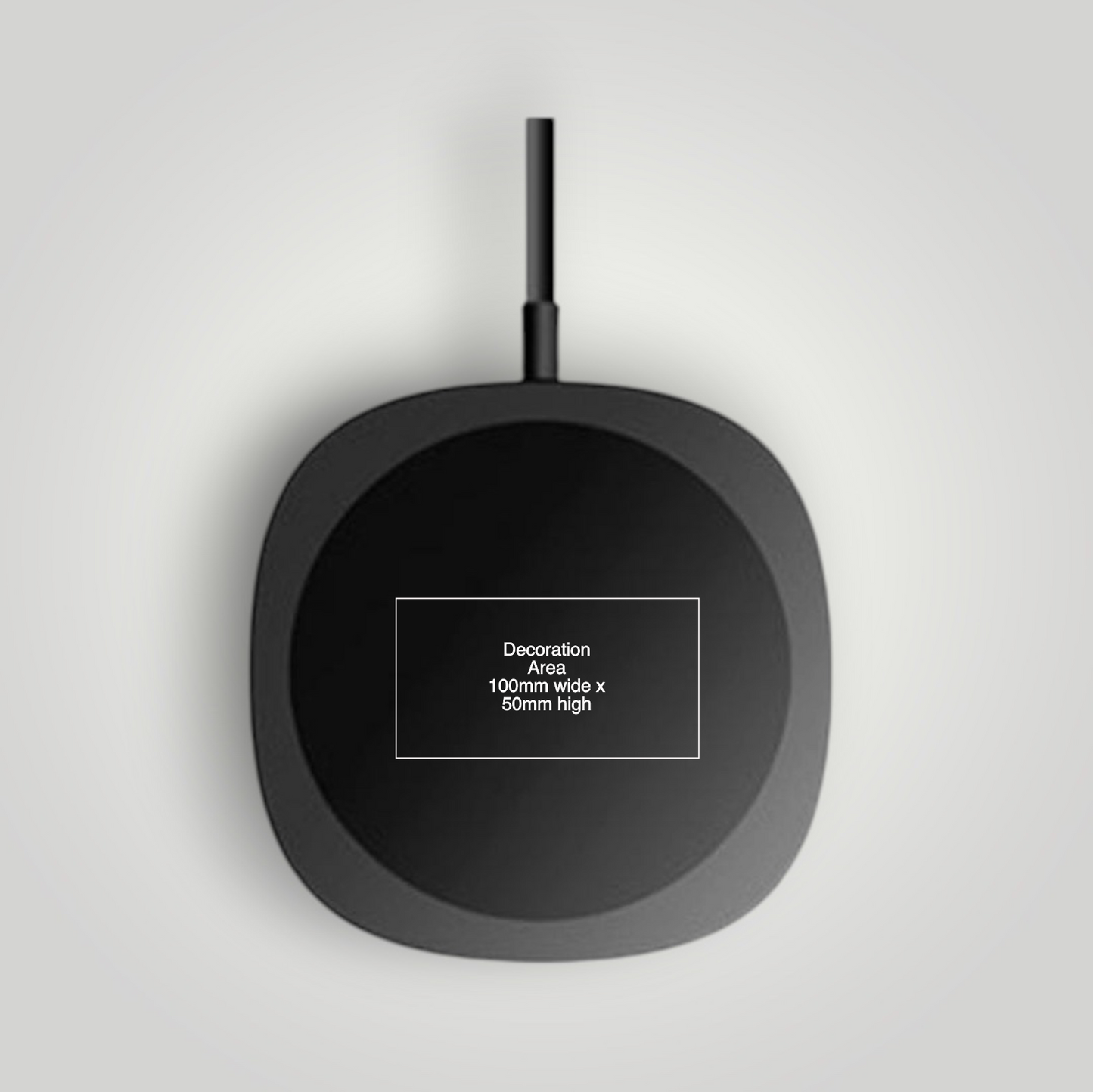 Black magnetic wireless charger with dimensions – custom branded tech accessory – corporate gifts UK