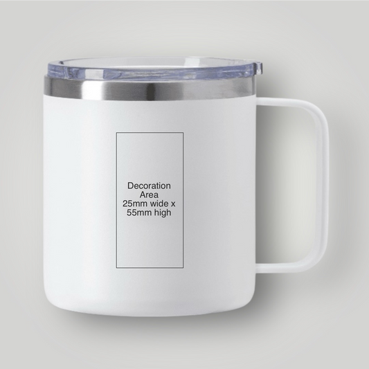Branded 350ml insulated travel cup colour variant – custom logo print – promotional drinkware UK