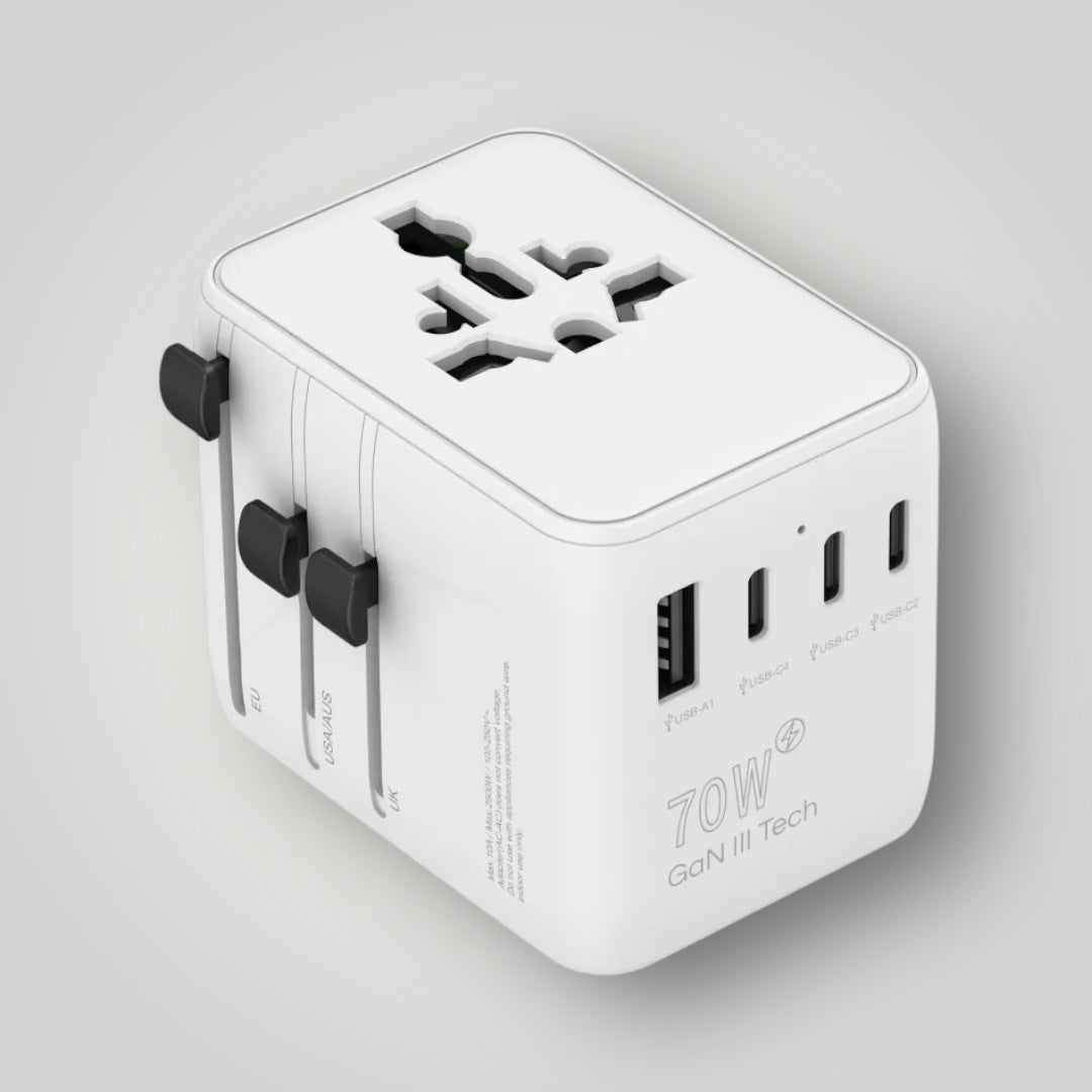 Branded GAN 70W universal travel adapter – logo printed corporate gift – Last Minute Swag