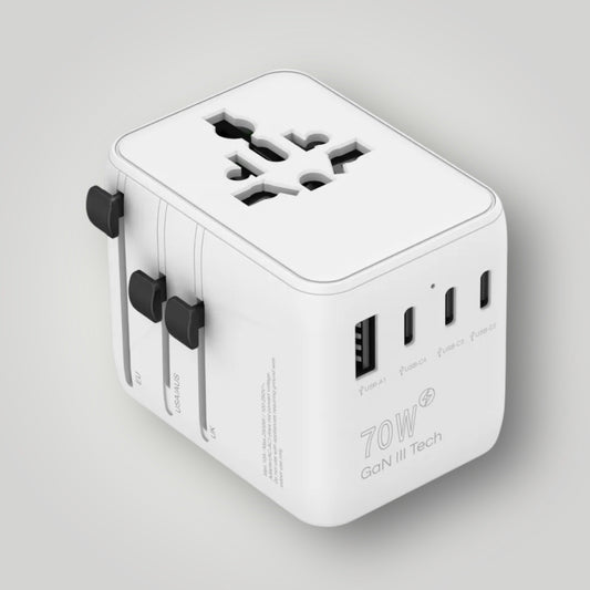 Branded GAN 70W universal travel adapter – logo printed corporate gift – Last Minute Swag