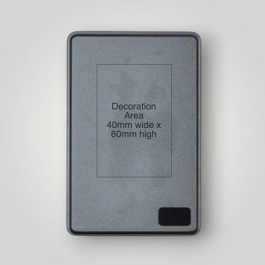 Noir Evo power bank with dimensions – custom logo print – branded tech merchandise UK