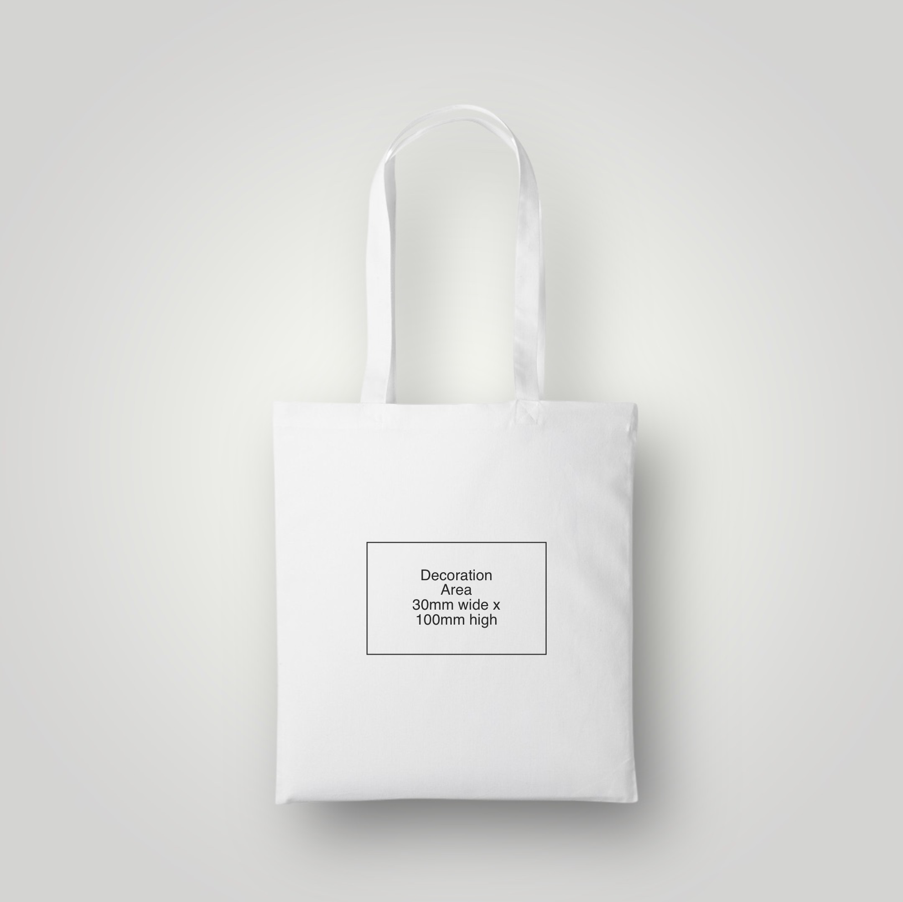 White cotton tote bag with dimensions – custom logo print – branded promotional merchandise UK