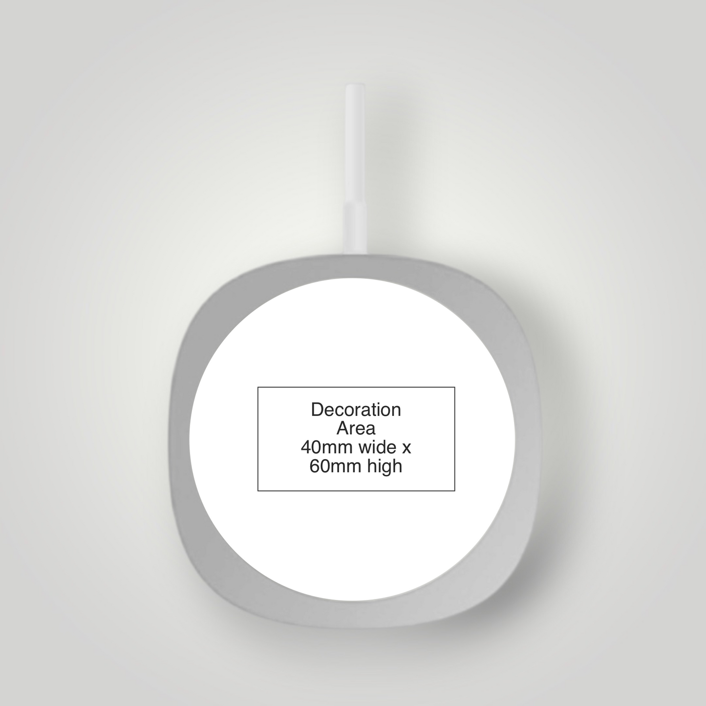 White magnetic wireless charger with dimensions – custom branded tech accessory – corporate gifts UK