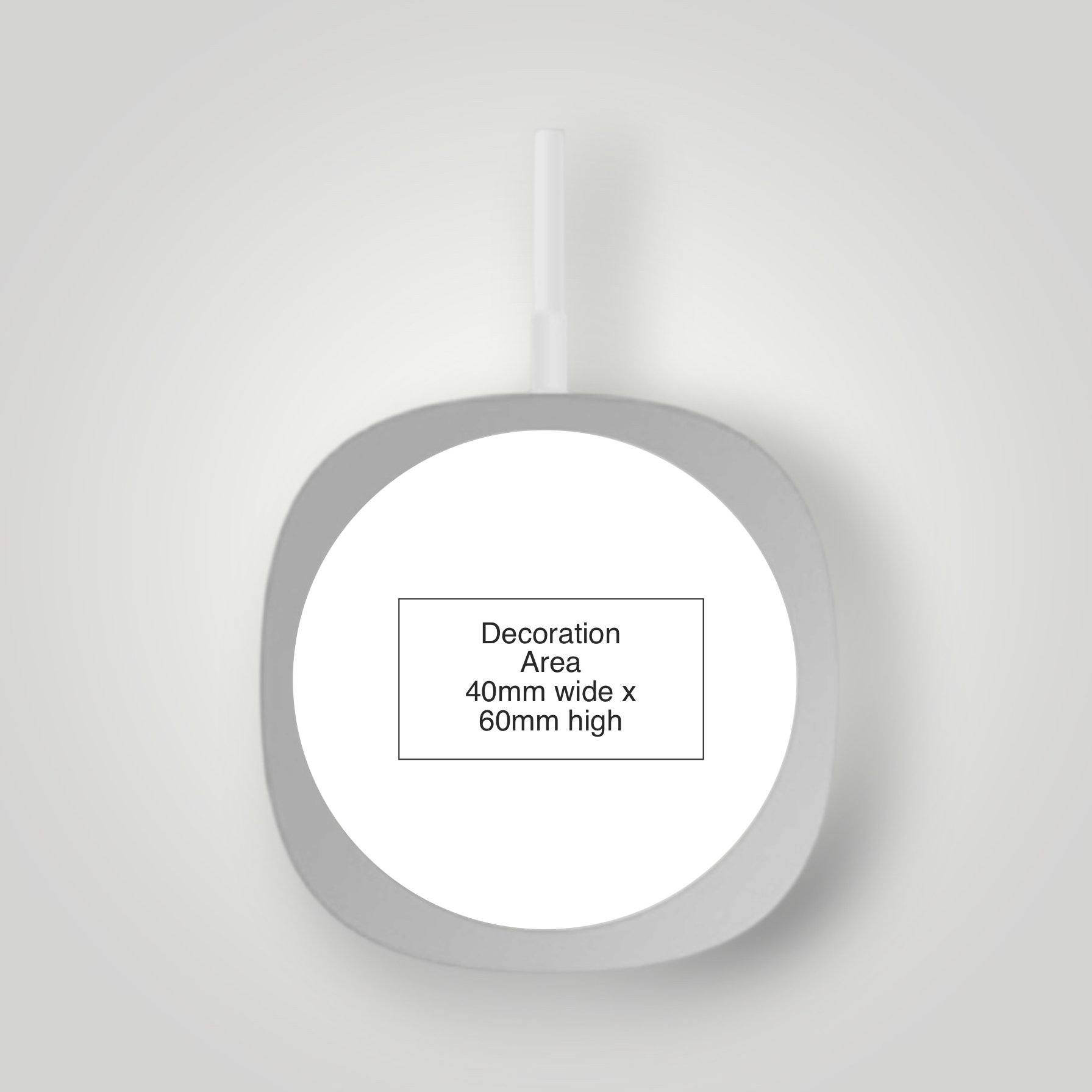 White magnetic wireless charger with dimensions – custom branded tech accessory – corporate gifts UK